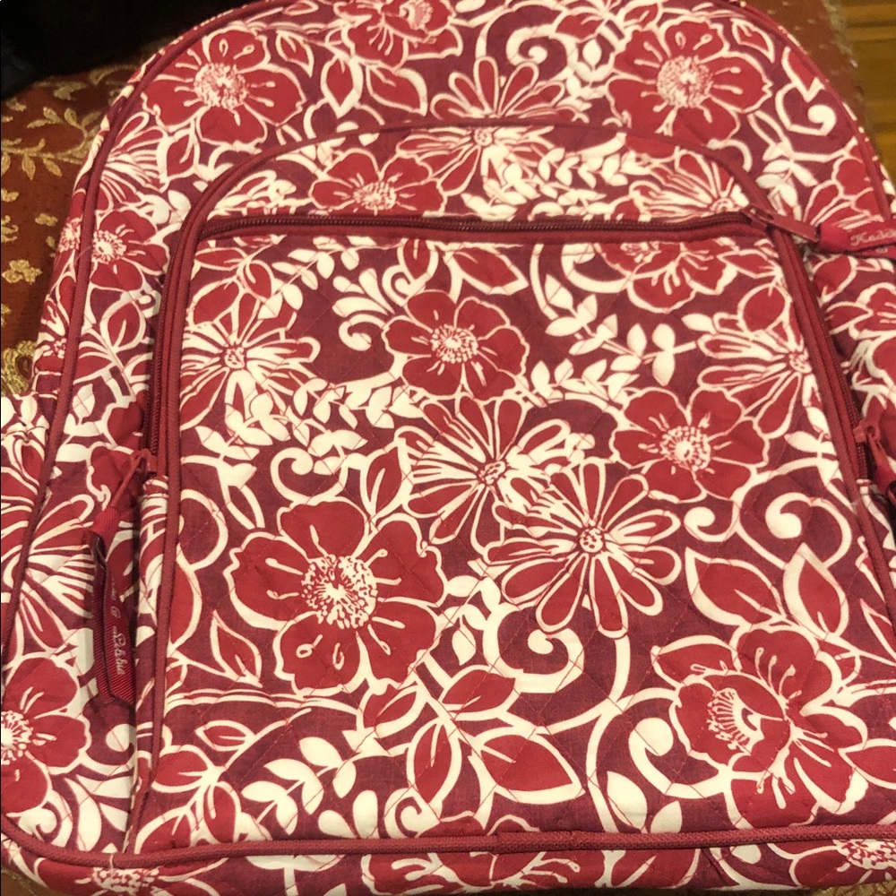 Elegant Floral Red Backpack